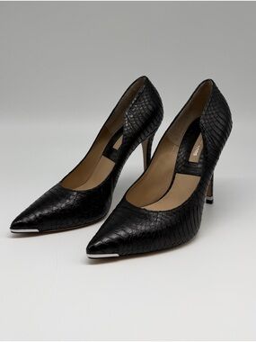 Black Michael Kors Black Snakeskin Pointed Toe Heels